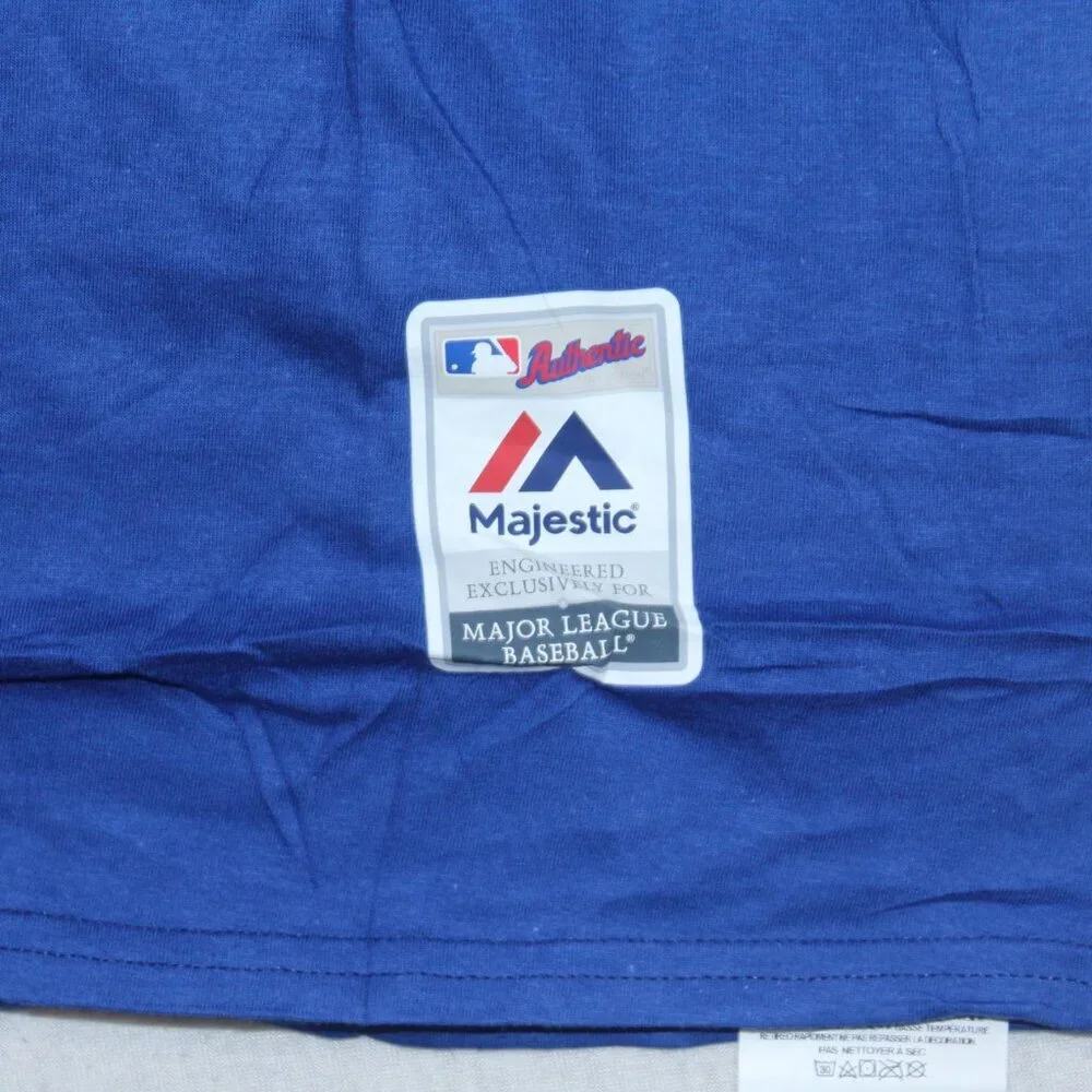 Majestic Men Blue Tee Shirt Chicago Cubs MLB Authentic Tripe Peak Size XL - Picture 4 of 10
